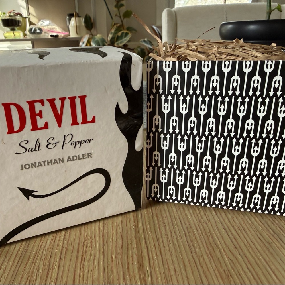 Jonathan Adler Black and White Devil Salt & Pepper Shakers - Picture 2 of 4